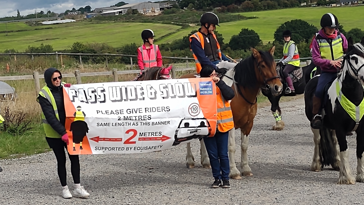 Equestrians took to the roads to help raise awareness to drivers of how to pass horses on the road safely