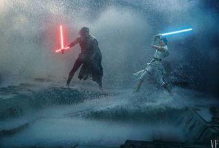 Rey and Kylo death star battle in Star Wars: Rise of Skywalker