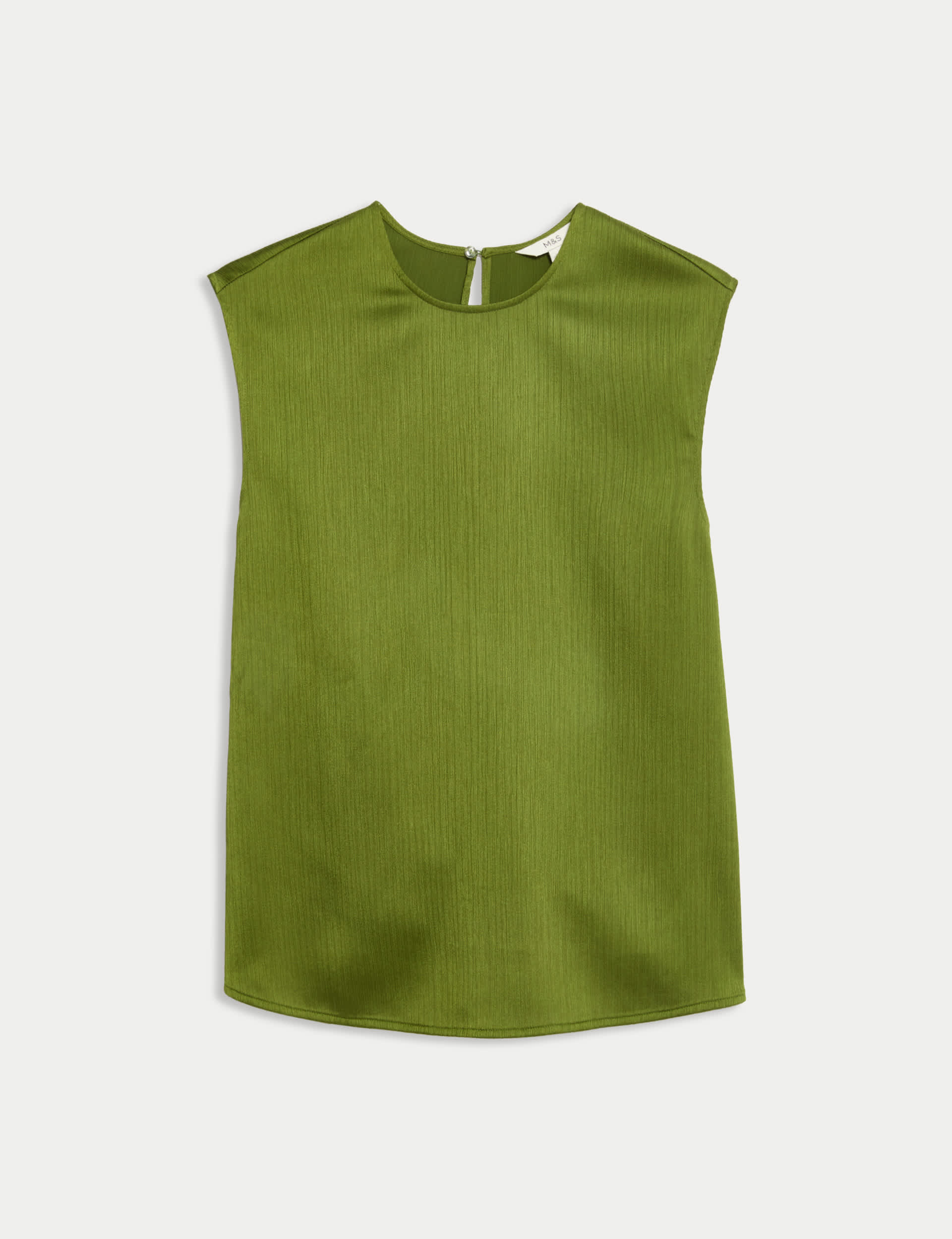 Plisse Round Neck Sleeveless Top