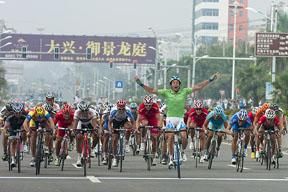 2010 five-time stage winner Kenny Van Hummel (Skil Shimano) takes out his first stage of the 2011 edition in Danzhou.