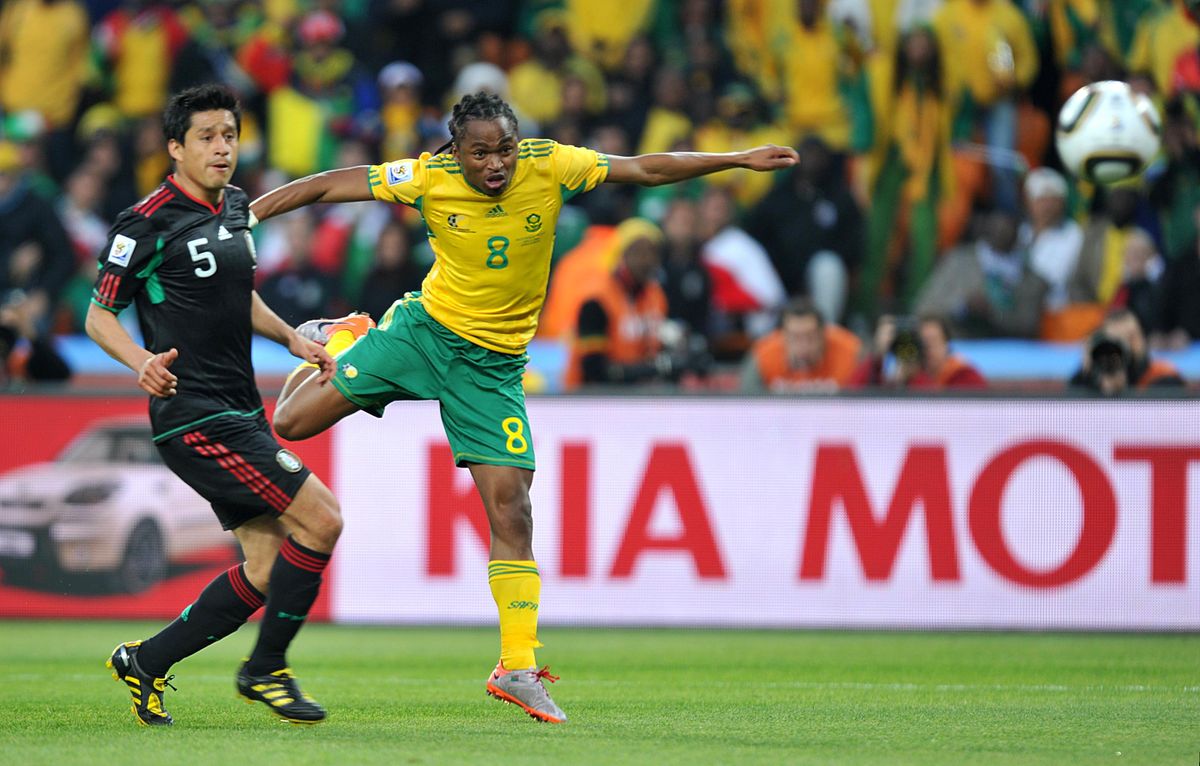 Siphiwe Tshabalala scores the opening goal for South Africa against Mexico in the opening match of the 2010 World Cup in Johannesburg, South Africa
