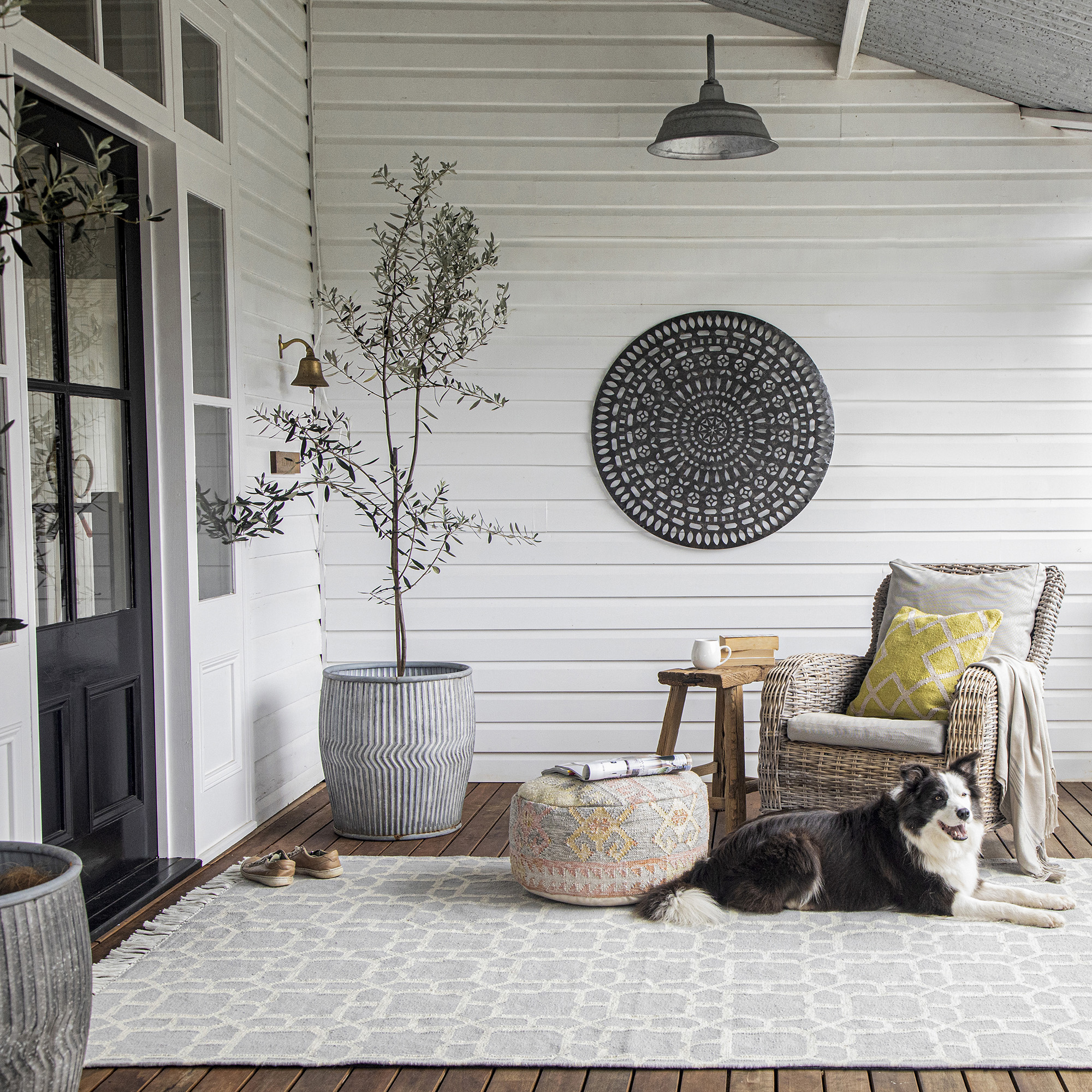 living room with wooden flooring and rug on floor