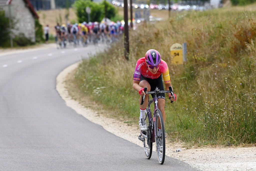 BARSURAUBE FRANCE JULY 27 Marlen Reusser of Switzerland and Team SD Worx competes in the breakaway during the 1st Tour de France Femmes 2022 Stage 4 a 1268km stage from Troyes to BarSurAube TDFF UCIWWT on July 27 2022 in BarsurAube France Photo by Tim de WaeleGetty Images