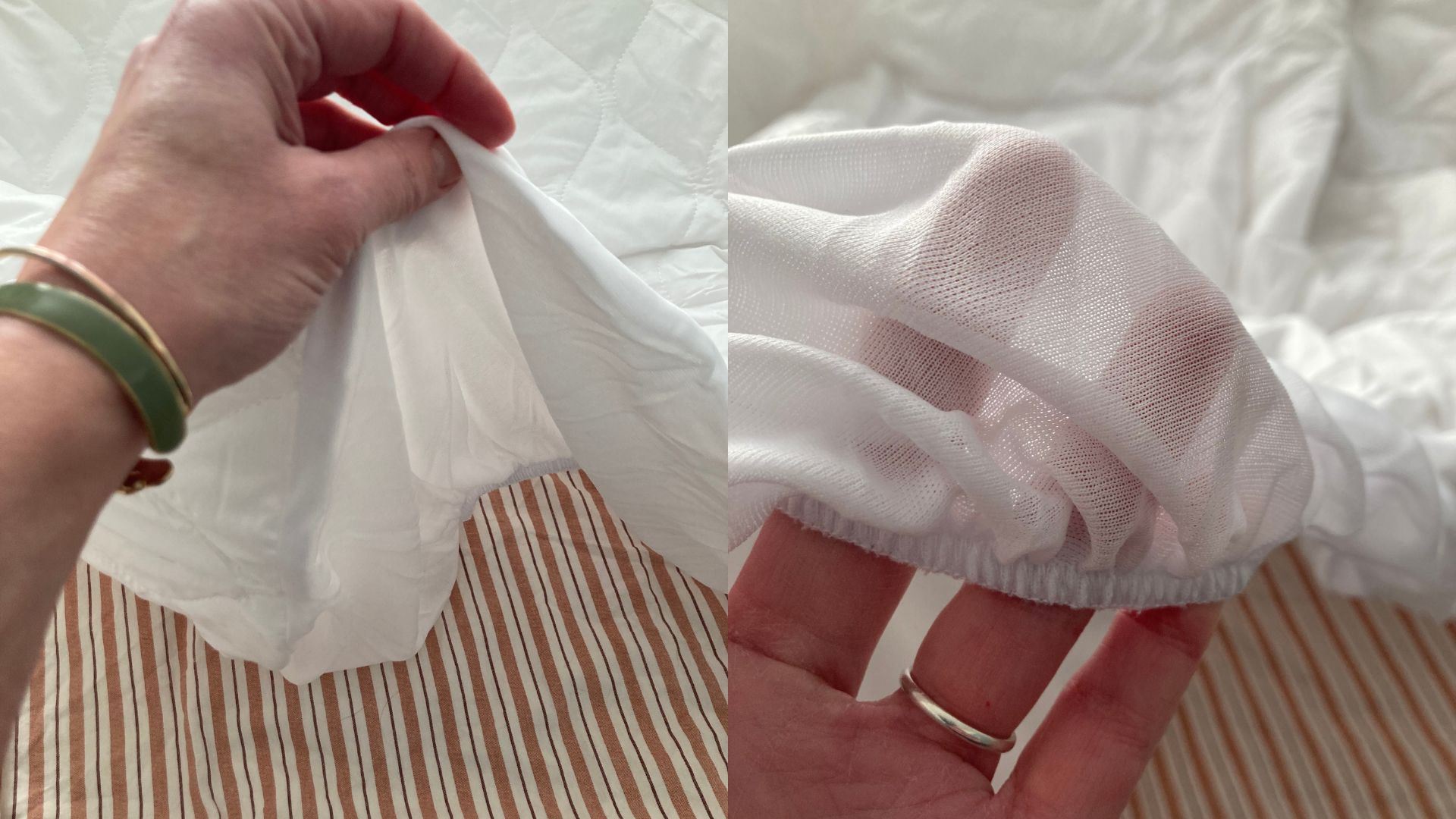 M&amp;amp;S Fresh &amp;amp; Cool Mattress Protector on our tester, Linda's bed