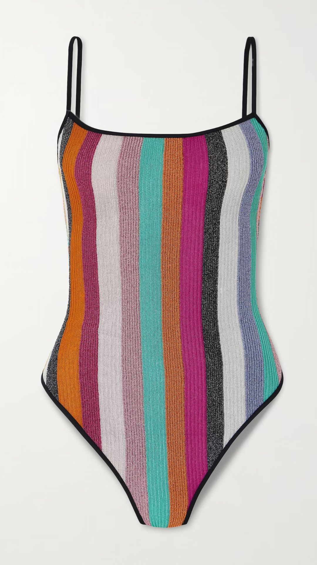 Missoni Mare Striped Metallic Ribbed Crochet-Knit Swimsuit