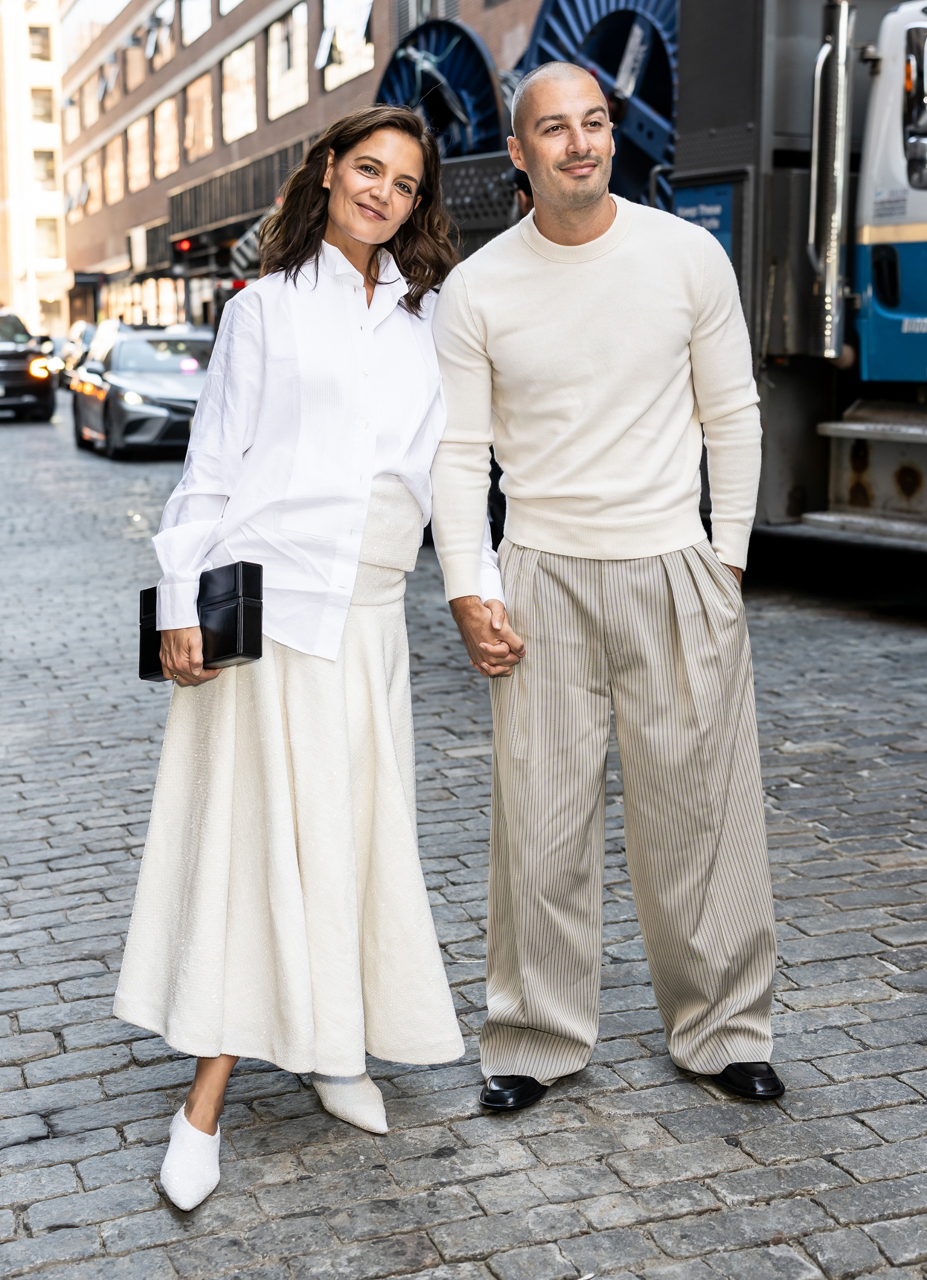 Katie Holmes#039;s celebrity look at the Calvin Klein New York Fashion Week show