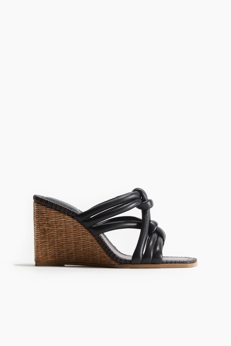 Wedge-Heeled Leather Sandals