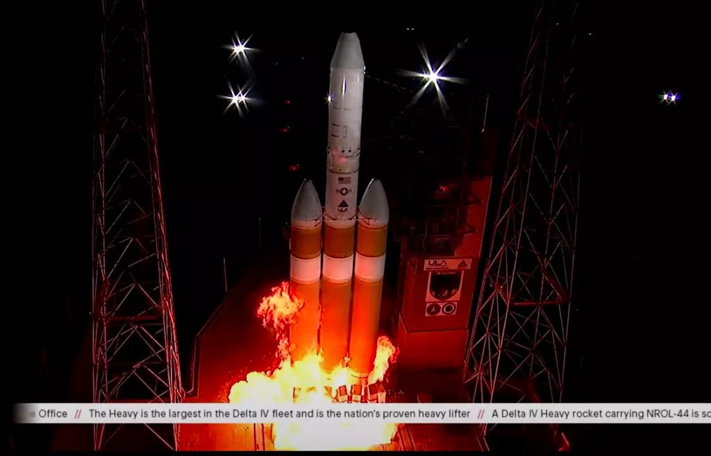 A Delta IV Heavy rocket carrying the classified NROL-44 U.S. spy satellite is seen in a United Launch Alliance video during a launch abort at Space Launch Complex 37B of the Cape Canaveral Air Force Station on Aug. 29, 2020.