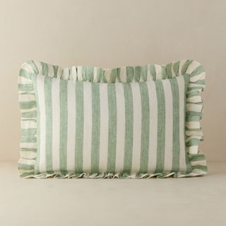 Amaroso Linen Lumbar PillowIvory and Mint