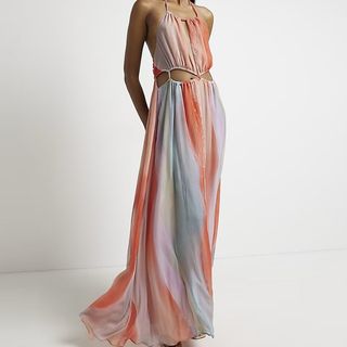rainbow colored maxi dress