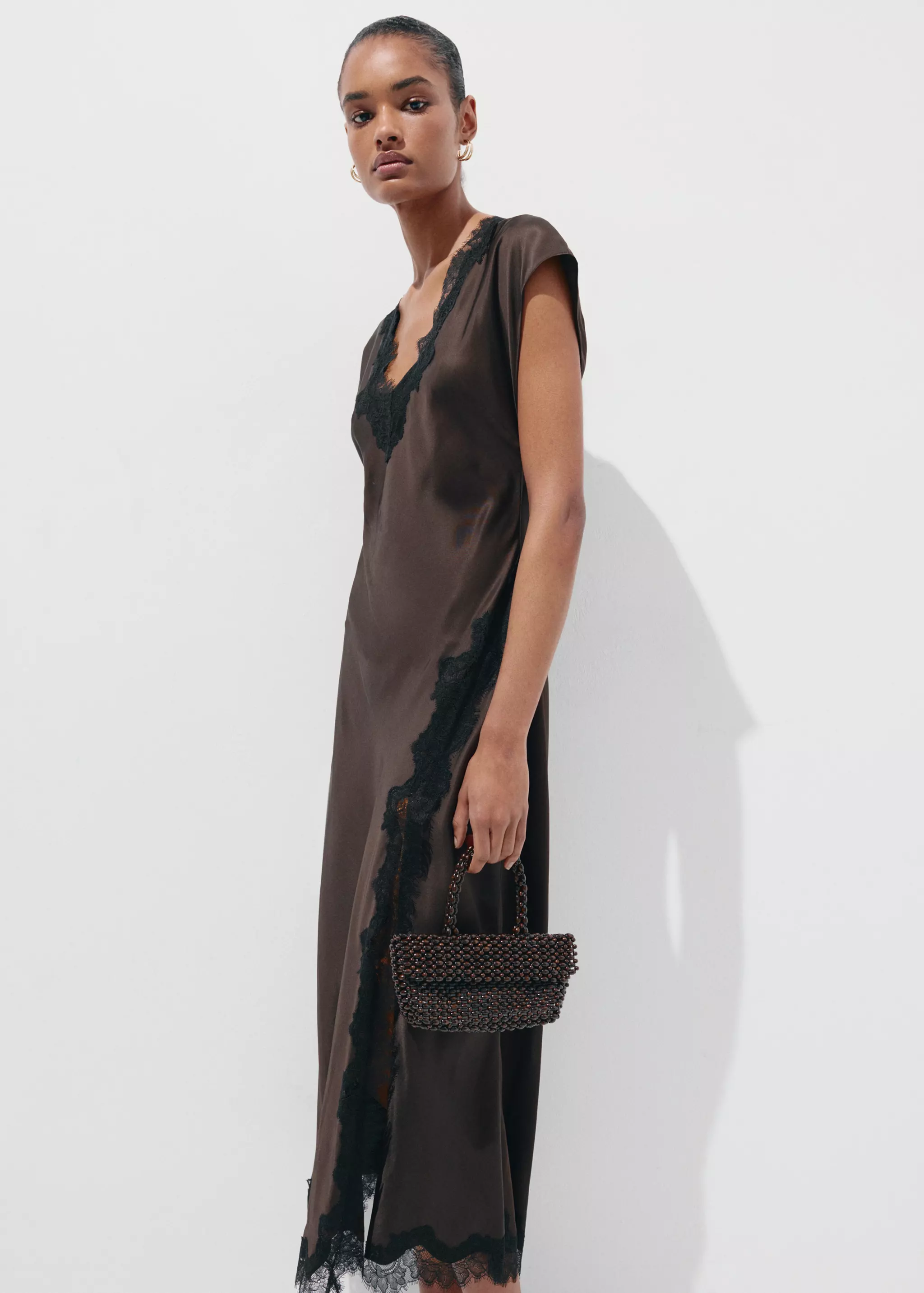 Satin Lace Dress - Women | Mango United Kingdom