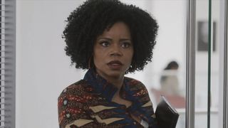 Kelly Jenrette as Dr. Amara Patterson shocked in All American: Homecoming season 2