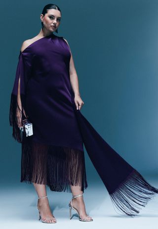 Scarf Neck Fringe Dress