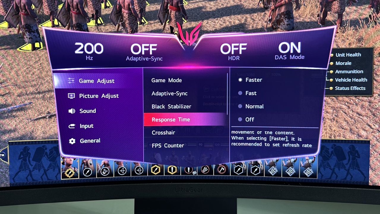 LG UltraGear Evo 52G930B OSD menu