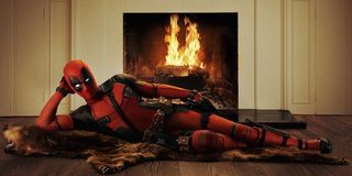 Deadpool by the fireplace