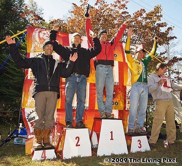 Men 40+ Podium including 1st - Todd Henne, 2nd - Alex Hawkins, 3rd - John Miller (Guys Racing), 4th - Geoff Calderone (Geoffrey K Calderone, Jr., Esq.), 5th - Patrick McMahon (Asheville Yeti Rider)