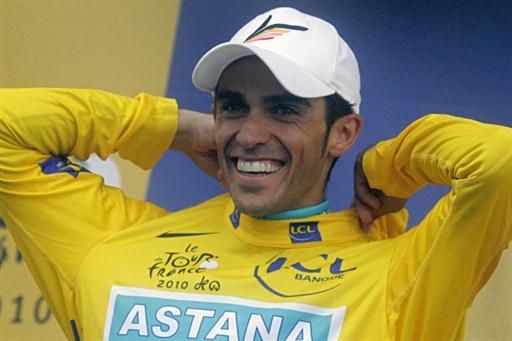 Alberto Contador seemed pretty happy to have exited the mountains with the maillot jaune.