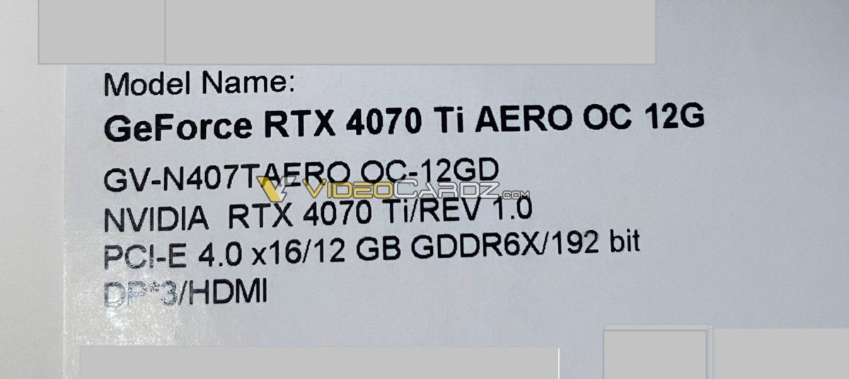 Gigabyte RTX 4070 Ti AERO pics from VideoCardz