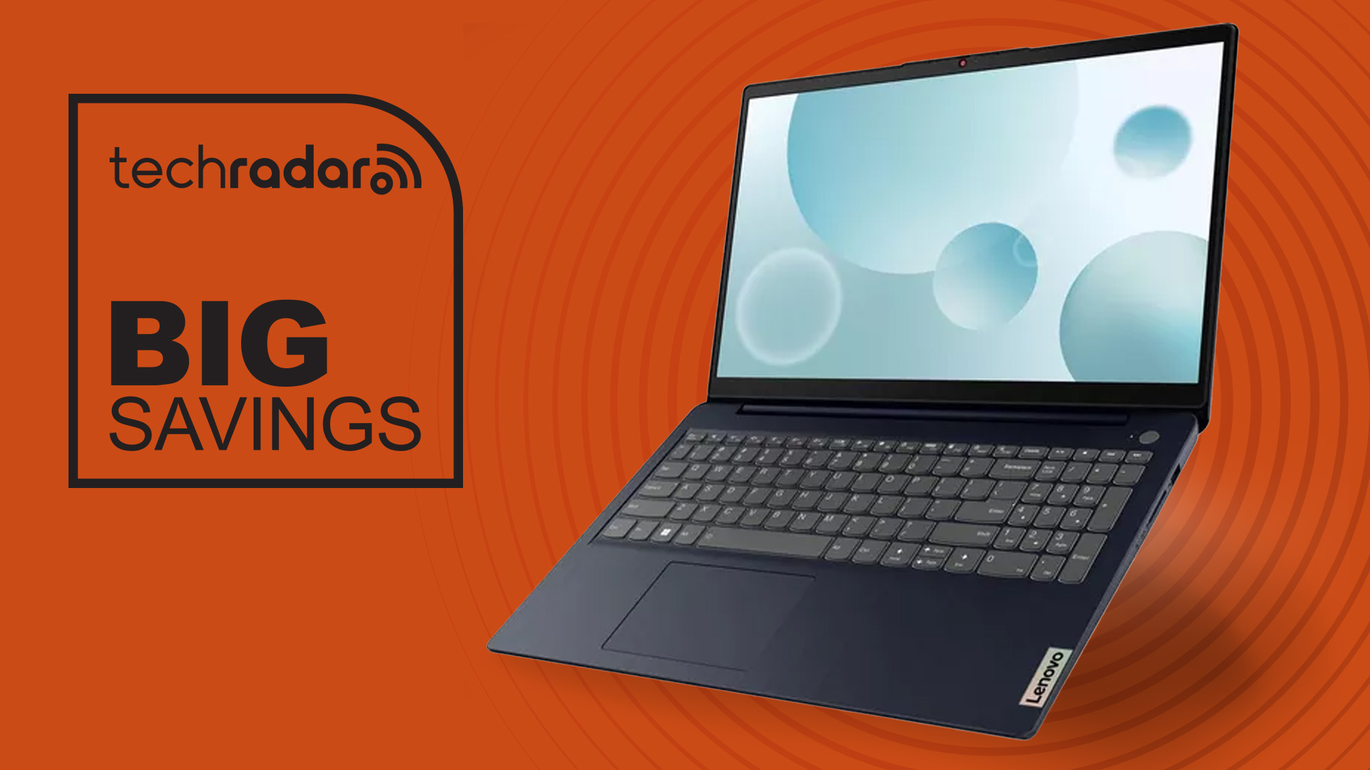 A Lenovo IdeaPad 3 against a TechRadar BIG SAVINGS background