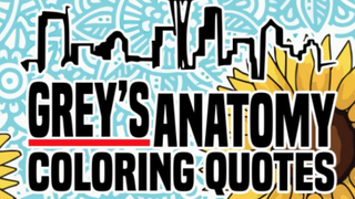 The cover of a Grey's Anatomy Coloring Quotes coloring book is shown.
