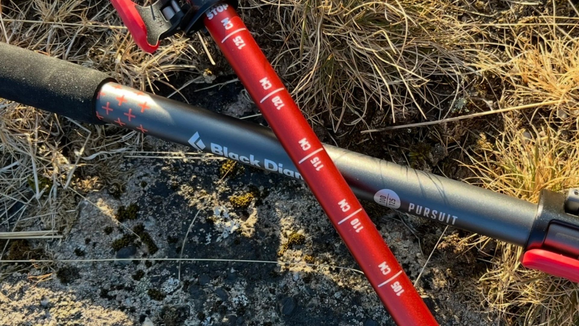 Susan Griffin using Black Diamond Pursuit Shock Trekking Poles in the Pennines and product shot