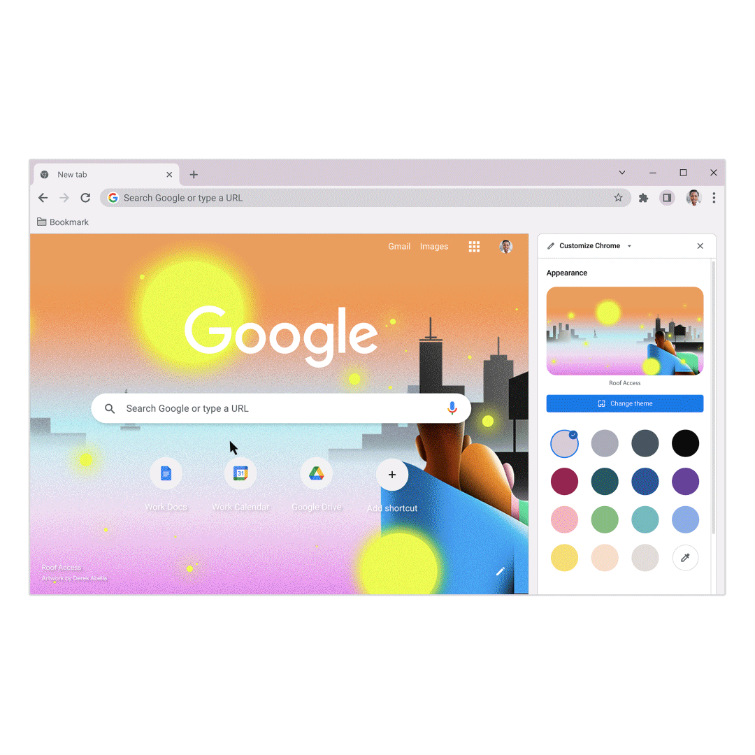 A video showing how to change the color of your Chrome browser