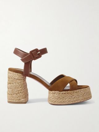 Calakala 70 Leather and Suede Espadrille Platform Sandals