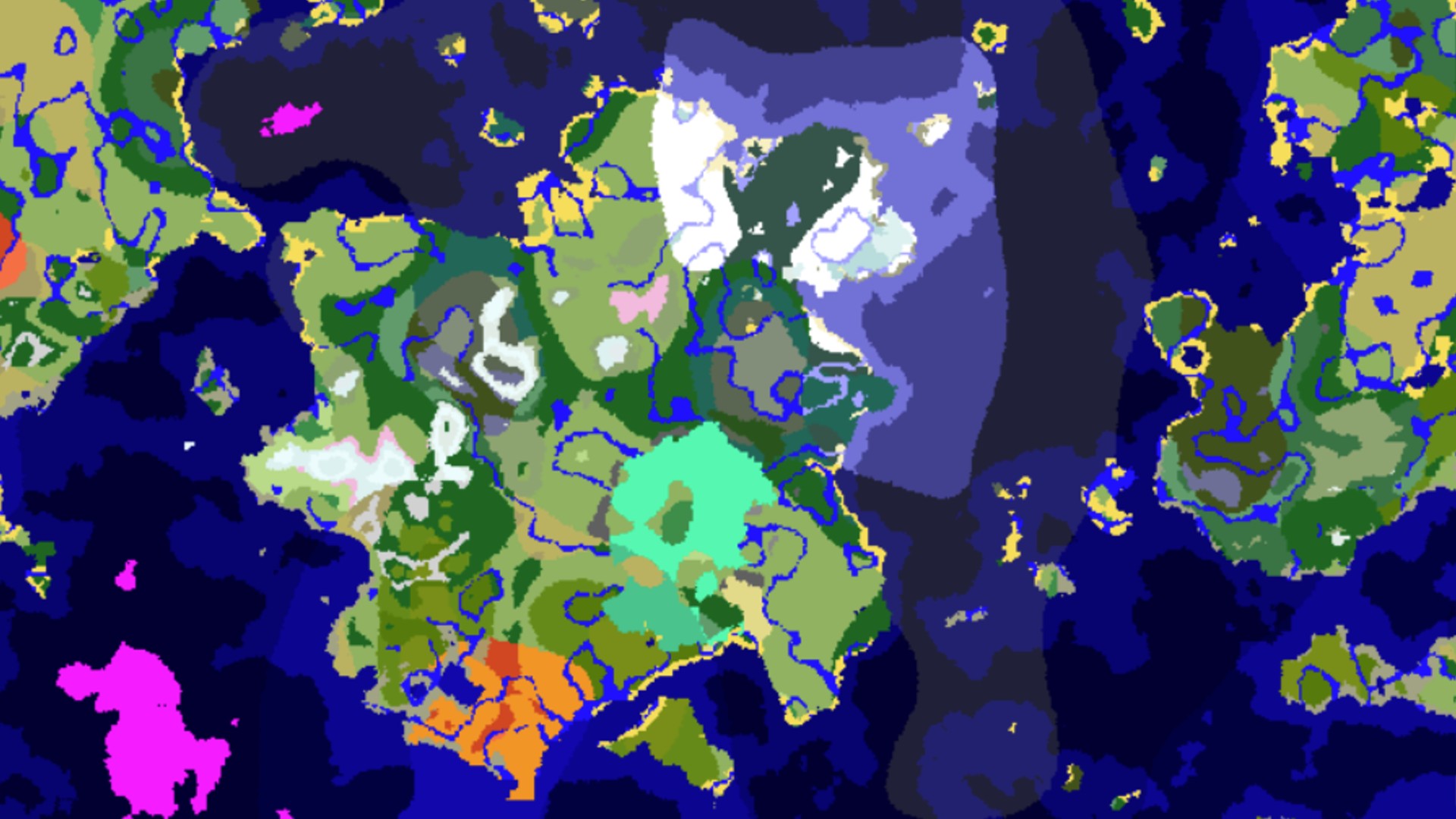 A top-down image of all the biomes at spawn in one of the best Minecraft seeds.