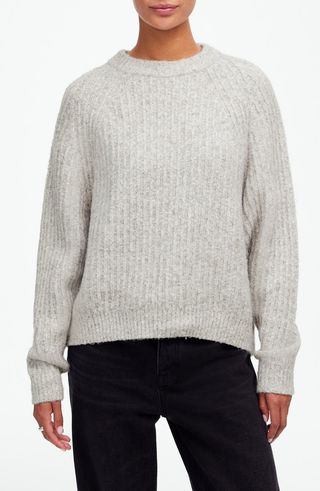 Marled Rib Cotton & Wool Blend Sweater