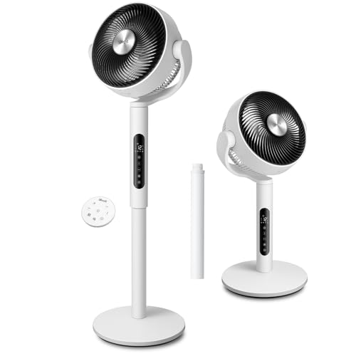 Levoit 20db Quiet Pedestal Fans for Bedroom, 1451cfm Powerful Air Circulator Fan With Remote, 90&amp;deg;+120&amp;deg; Oscillating, 12 Speeds, 4 Modes, 12h Timer, Adjustable Height, Standing Fan for Home Office