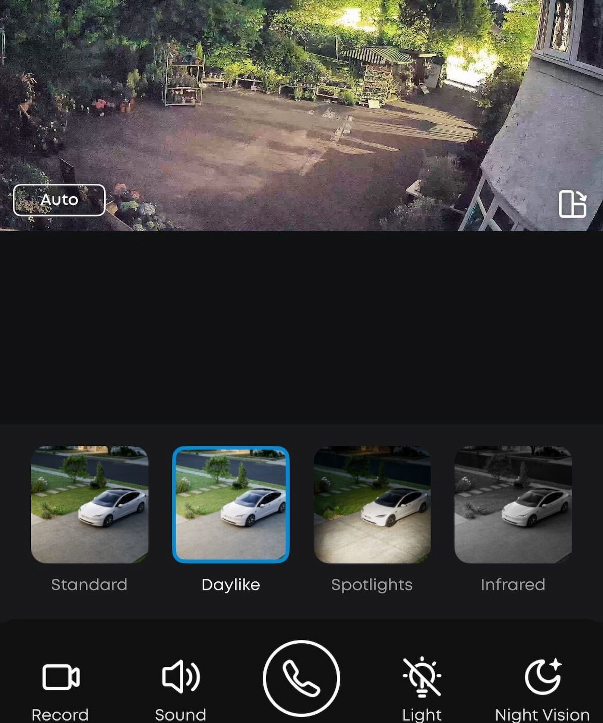 A home security camera's night time vision