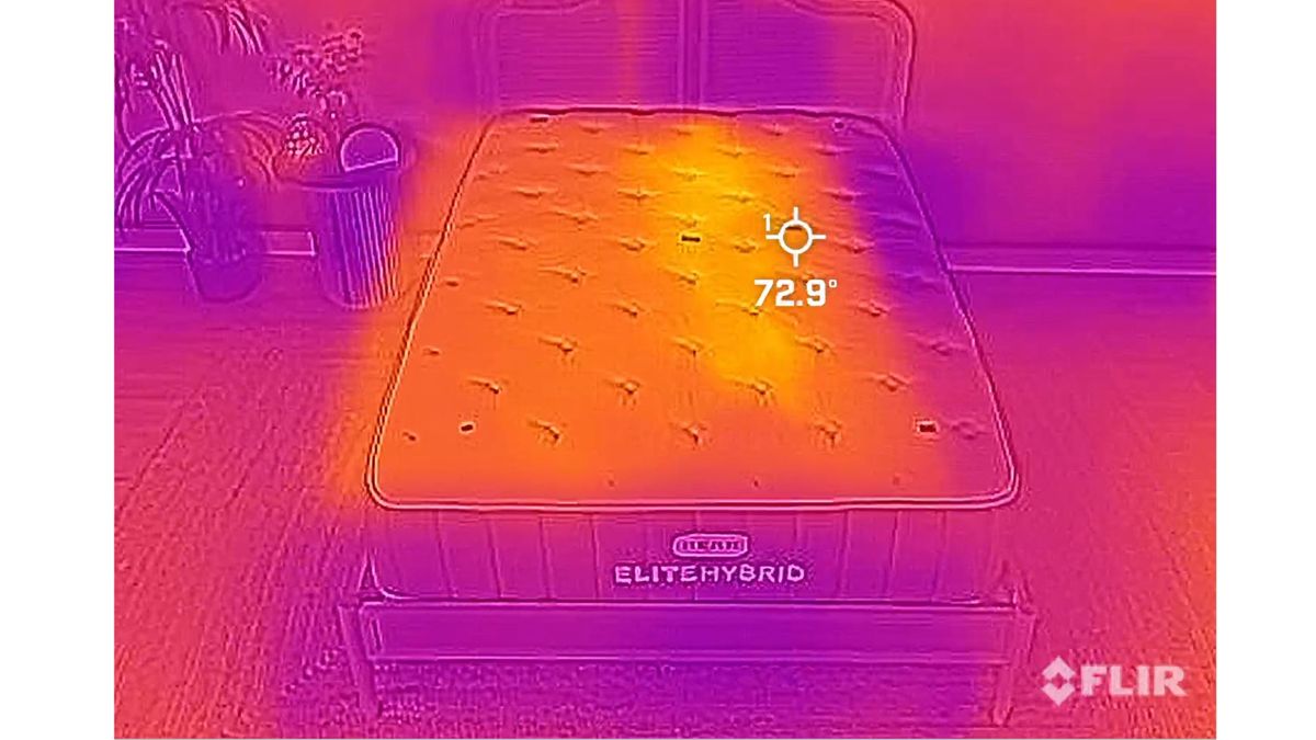 A thermal imaging camera image of the Bear Elite Hybrid mattress