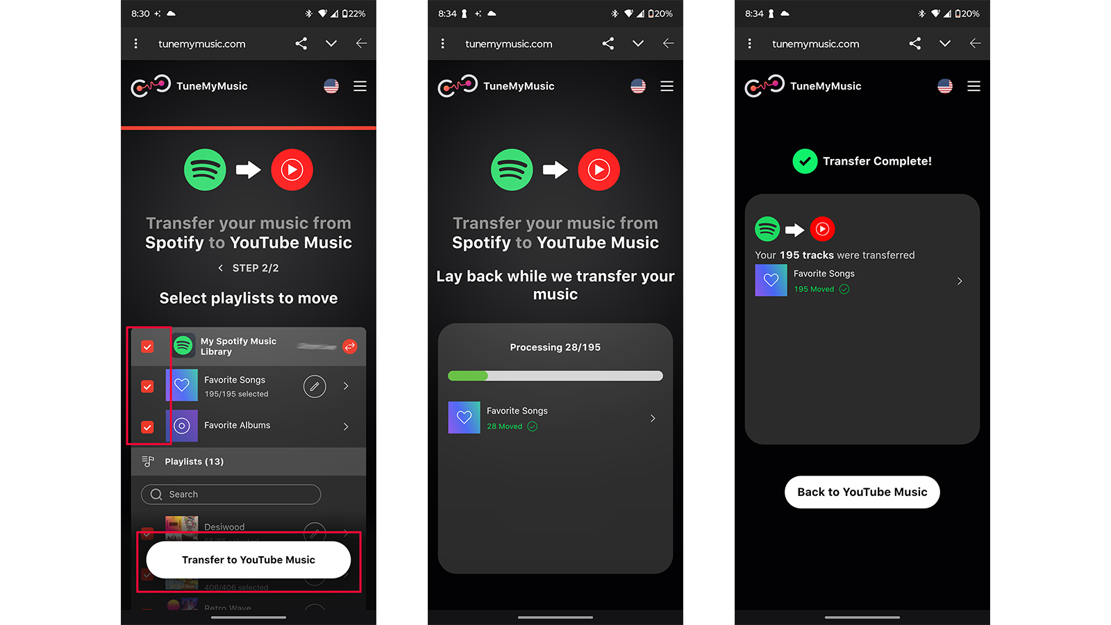Transferring Spotify playlist to YouTube Music