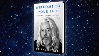 Roland Orzabal's hardback 320-page memoir 'Welcome To Your Life' on a starry background