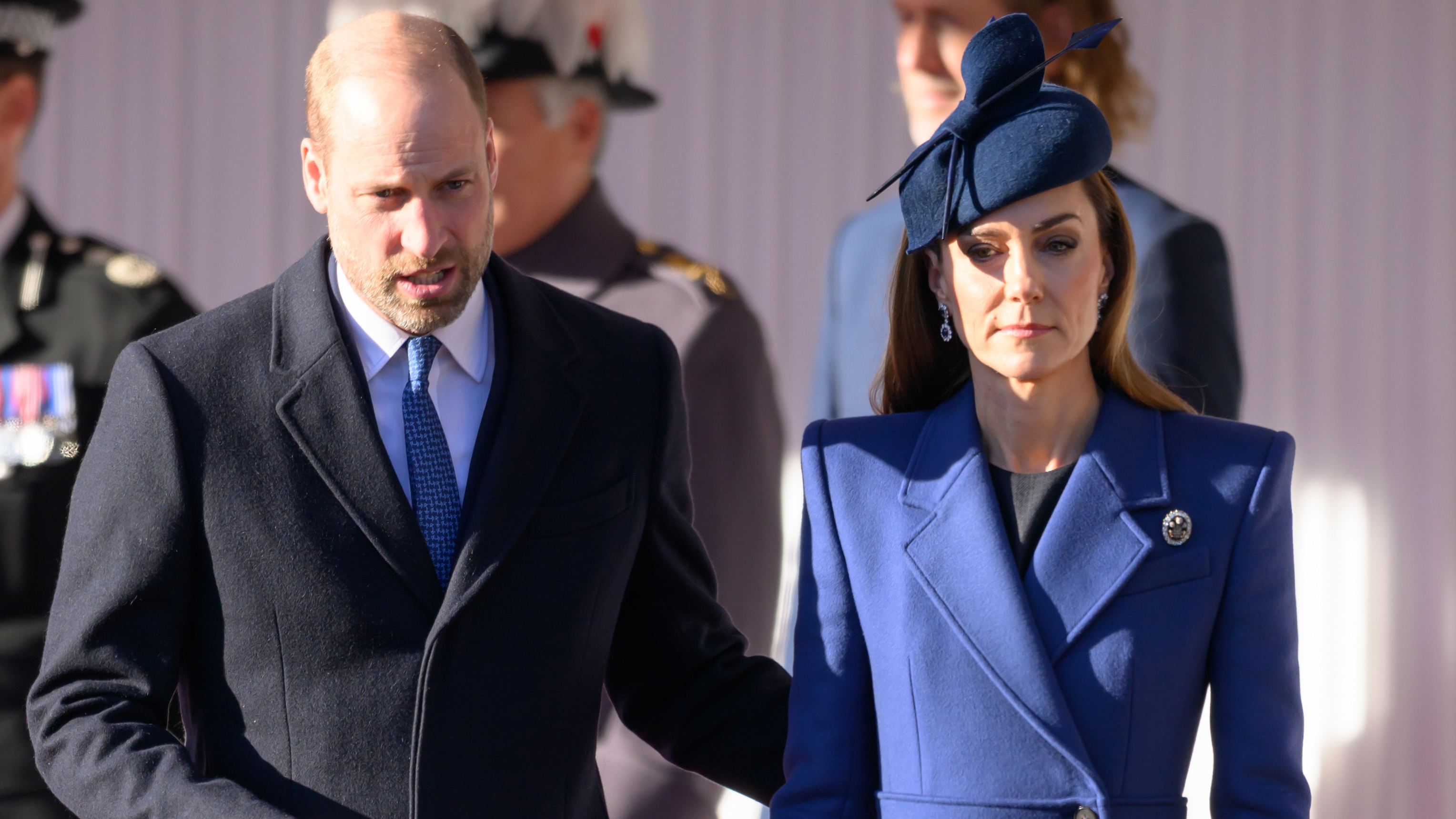 Prince William and Catherine, Princess of Wales during the ceremonial welcome for the state visit to the UK of the President of the Federal Republic of Germany