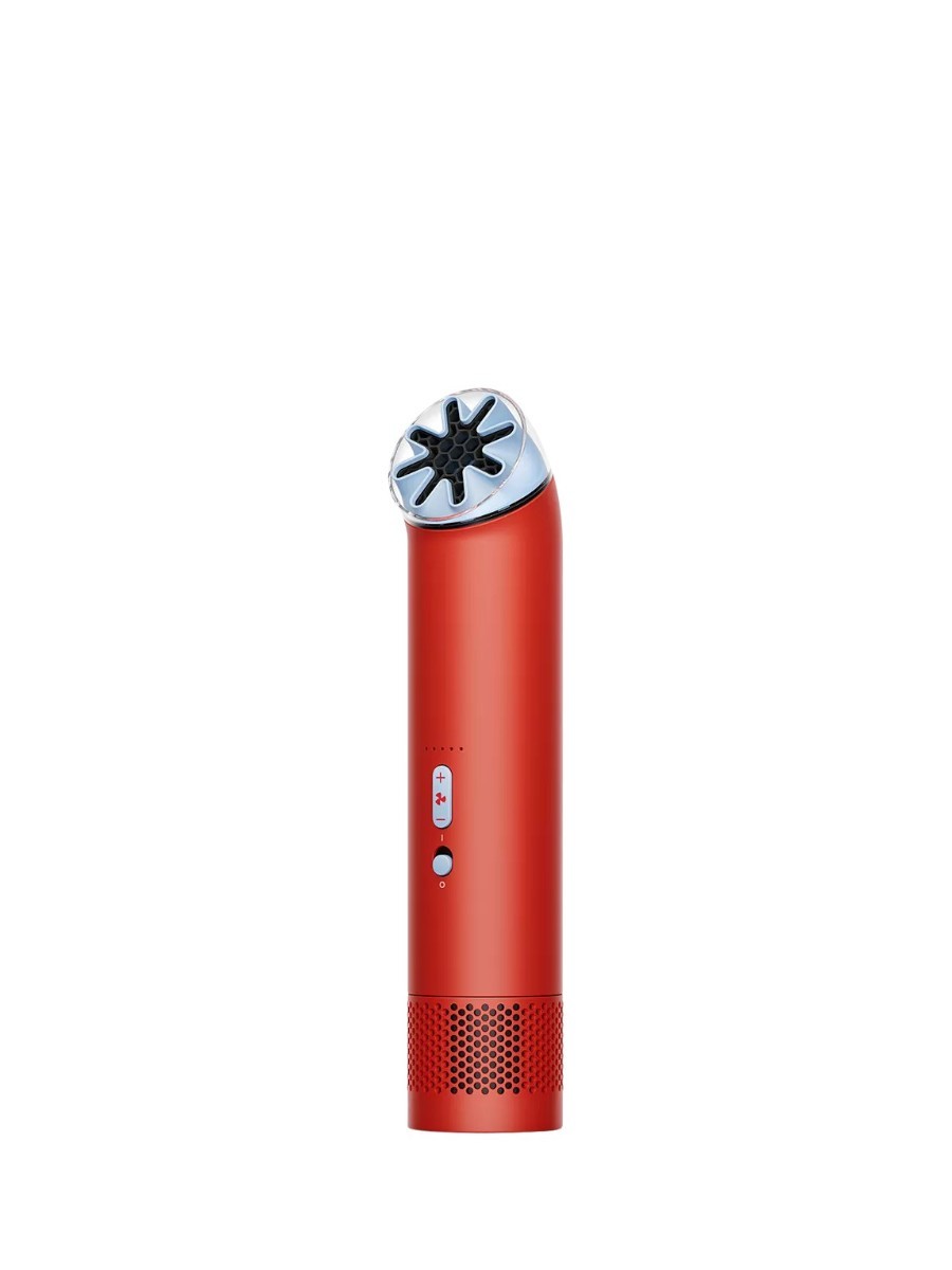 Red handheld fan
