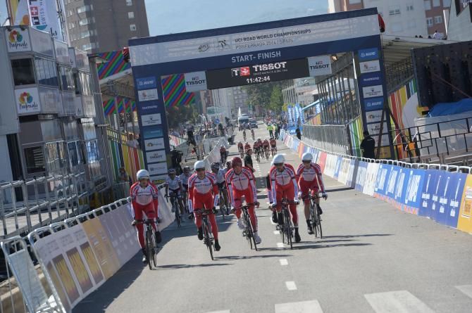 Team Katusha training at the Worlds