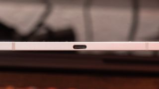 Samsung Galaxy Tab S10 Ultra showing USB C port