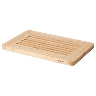 A bamboo cutting board