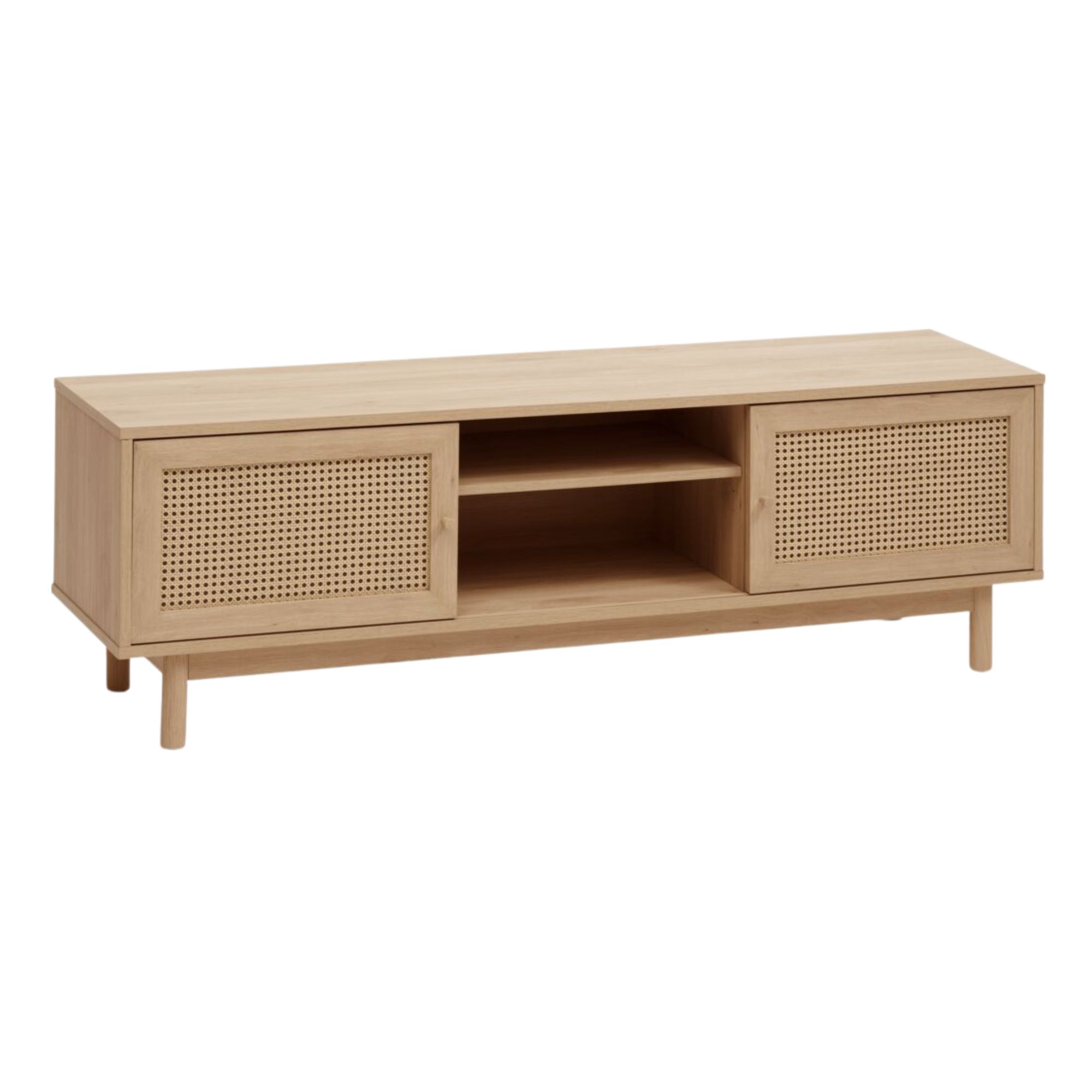JYSK, HALMSTAD TV Bench With Sliding Doors in Warm Oak