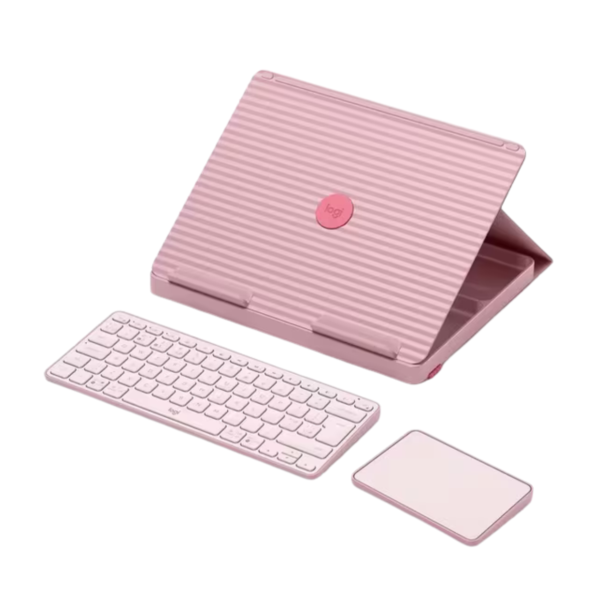 Pink Logitech Casa Pop-up desk