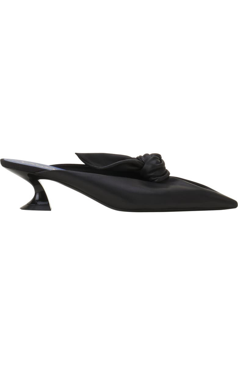 Midnight Step Bow Leather Mule With Heel