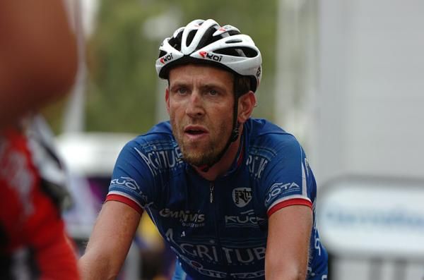 Christophe Moreau (Agritubel) finishes stage six in Barcelona.