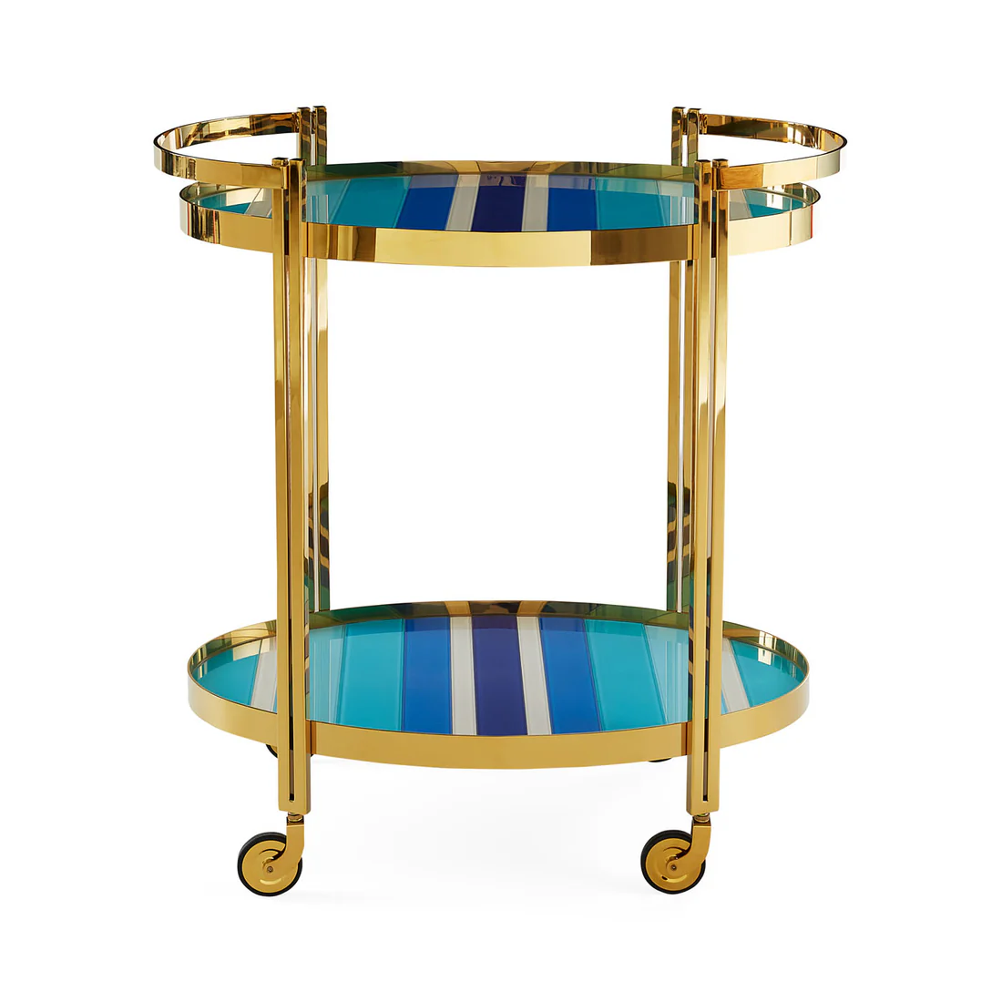 Blue and gold bar cart