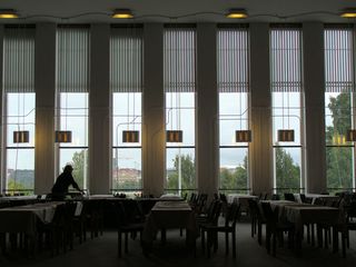 Interior of the great hall, by Alver Aalto, at Finlandi Hall