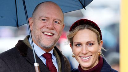 Mike Tindall and Zara Tindall attend the New Year's Day Racing Meet at Cheltenham Racecourse on January 1, 2025