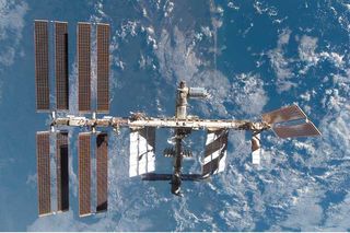 The International Space Station is seen from the shuttle Atlantis.