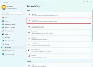 Open Visual Effects settings