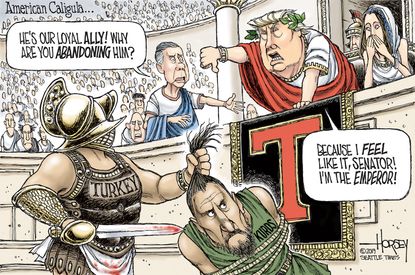 Political Cartoon U.S. Trump American Caligula Kurds Death Sentence