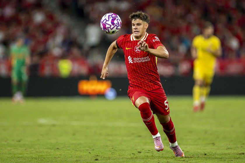 Milos Kerkez in action for Liverpool during pre-season
